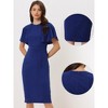 Allegra K Women's Crewneck Short Flutter Sleeves Midi Cocktail Sheath Dress - 2 of 4