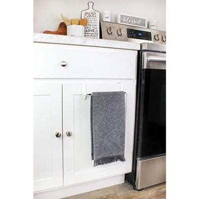 Distressed White Enamel Over Cabinet Towel Holder Set