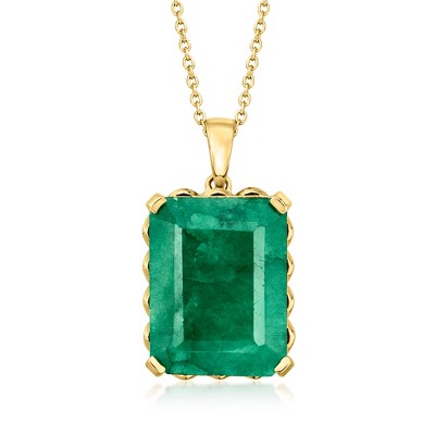 Ross-Simons 11.00 Carat Emerald Pendant Necklace in 18kt Gold Over Sterling Size 18