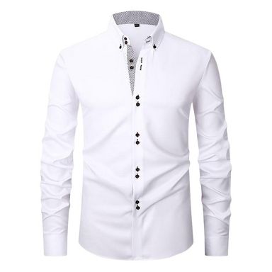 YESFASHION Men Long Sleeve Button Down Shirt Slim Fit Blouse Casual Business Formal Wear Tops,M,White