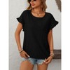 Coolmee Womens Summer Ruffle Short Sleeve Tops Crewneck Hollow Out T Shirts Casual Blouses - 2 of 4