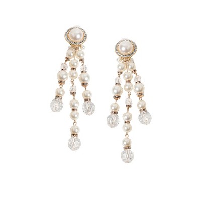 SOHI Women's Pearl White Party Drop Earrings