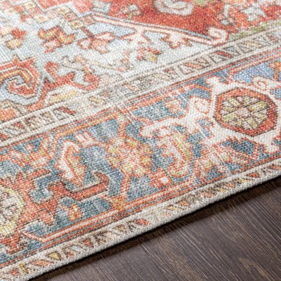 Alanya Blue and Beige Rectangular Washable Chenille Rug