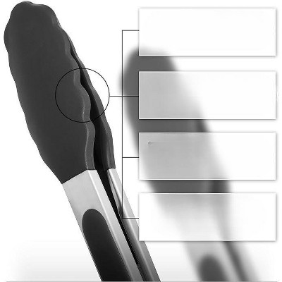 Popco Silicone Tongs for Cooking- 3 Pieces, Black