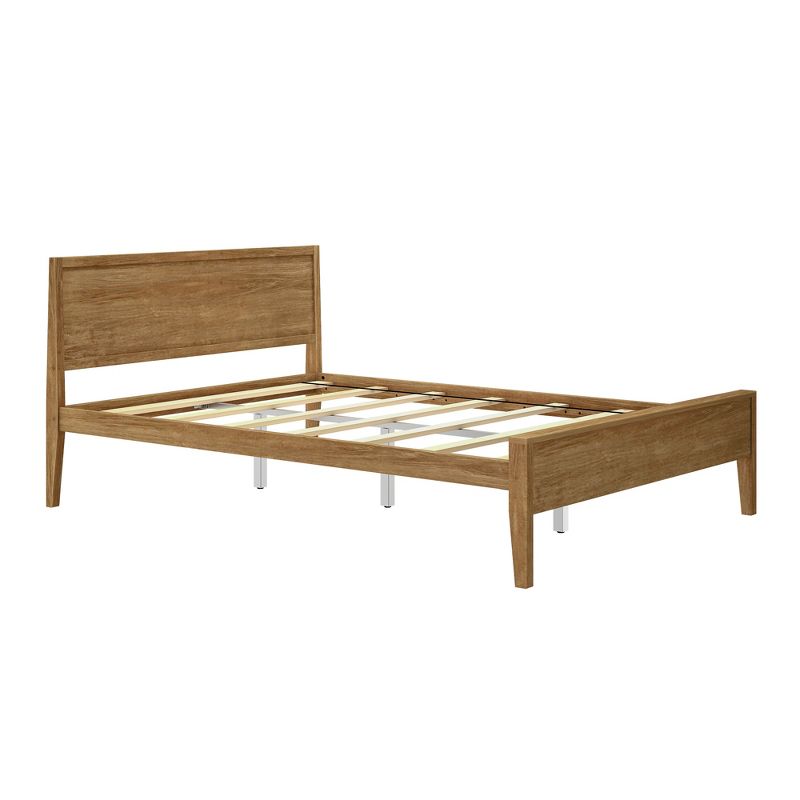 Max & Lily Kids Queen Bed, Solid Wood Bed Frame with Panel Headboard, Wood Slat Support, No Box Spring Needed, 1 of 6