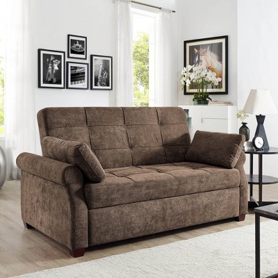 Dark Brown Modern Click Clack Sofa Bed Sleeper 11