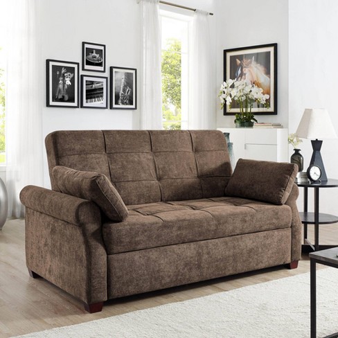 Brown futon deals sofa