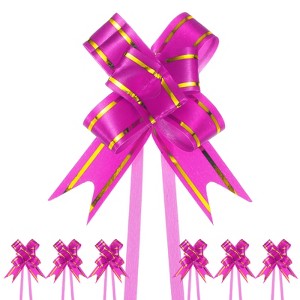 Unique Bargains Plastic Gold Edge PP Plastic Glossy Appearance Gift Wrap Satin Pull Bows 200 Count - 1 of 4