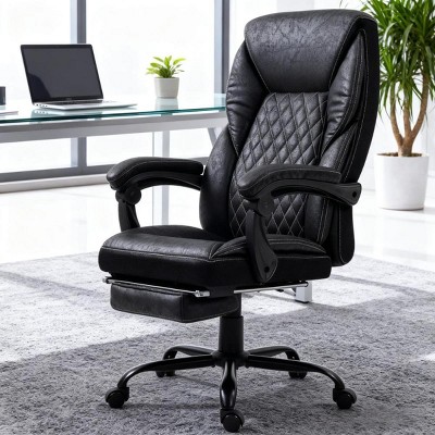 High Back Office Chair with Footrest and Recline, Adjustable Height Executive Swivel Task Chair for Home Workspace -3irtyhousy