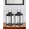 HomeRoots Set of Two Black Distressed Iron Floor Lantern Candle Holders - 2 of 4