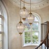 LLHZSY 1/3-Lights Retro Antique Sphere Crystal Chandelier Adjustable Height-11 4/5" or  17 7/10" - 2 of 4