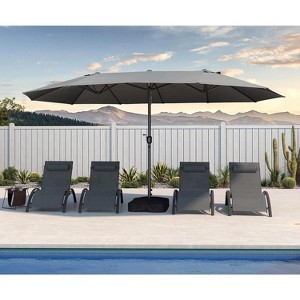 PURPLE LEAF 15ft Patio Market Umbrella and Base Double-Sided Rectangle Outdoor Table Sun Umbrellas with Crank - 1 of 1
