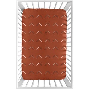 Sweet Jojo Designs Boy or Girl Gender Neutral Unisex Baby Fitted Mini Crib Sheet Diamond Tuft Orange and Off White - 1 of 4
