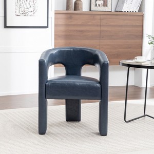 SEYNAR Modern Glam PU Leather Upholstered Dining Chair, Open-Back Accent Chair - 1 of 4