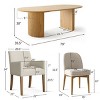 7-piece Dining Room Table Set, Oak Oval Table with 6 Linen Fabric Dining Chair and 2 Captain's Chair with Solid Wood Legs, Dining Room- Maison Boucle - 3 of 4
