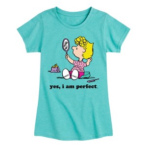 Girls' - Peanuts - Yes I Am Perfect Sally Fitted Short Sleeve Graphic T-Shirt - 1 of 4