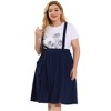 Agnes Orinda Women's Plus Size Casual Elastic Waist Suspender Skirt with Front Pockets - 4 of 4