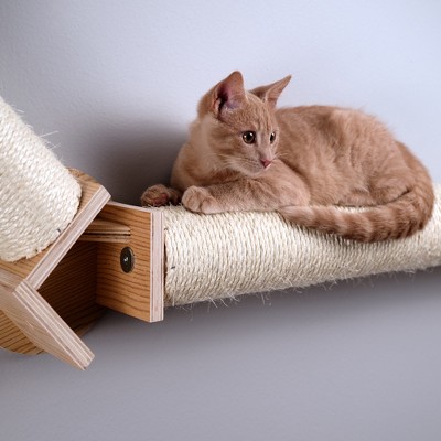 Natural Beige Sisal Wall-Mounted Cat Climbing Bridge