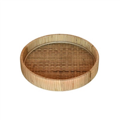 HomeRoots 10" Natural Round Bamboo Handmade Serving Tray