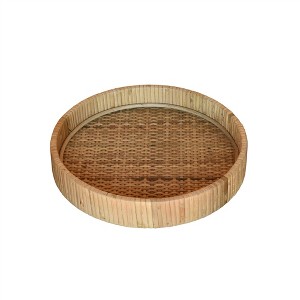 HomeRoots 10" Natural Round Bamboo Handmade Serving Tray - 1 of 4
