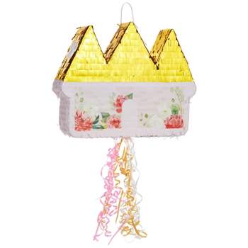 Blue Panda Small Floral Castle Pull String Pinata for Princess Girls Birthday Party Decorations, 16.5 x 13 x 3 in
