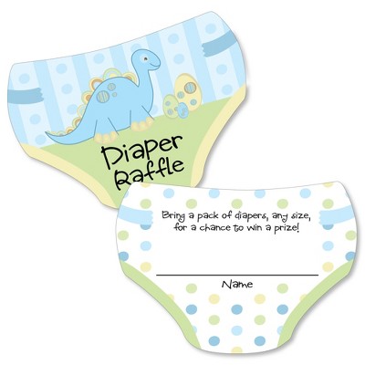 Big Dot of Happiness Baby Boy Dinosaur - Diaper Shaped Raffle Ticket Inserts - Baby Shower Activities - Diaper Raffle Game - Set of 24