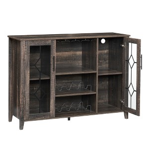 COZONY Wine Bar Cabinet with LED Lights, Modern Liquor Cabinet with Glass & Bottle Rack, Coffee Bar Sideboard Buffet Storage for Dining Room - 1 of 4