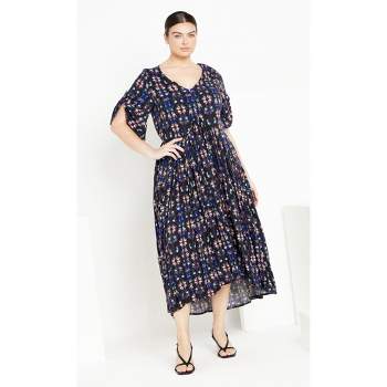 Women's Plus Size Val Print Dress - navy butterfly | AVENUE