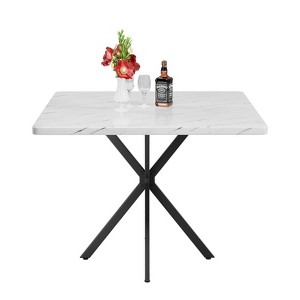 39" Square Dining Table for 4-6 Person, Modern Minimalist Wood Kitchen Table Table with Metal Legs for Kitchen, Dining Room, Restaurants - 1 of 4