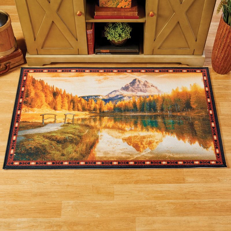 Collections Etc Skid-Resistant Mountain Lake Design Accent Rug 27" x 45", 2 of 5