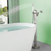 Cobbe Floor Standing Tub Faucet with Swivel Spout Handheld Shower Shower and 59-Inch Hose Tub Filler Single Handle Brushed Nickel - 4 of 4