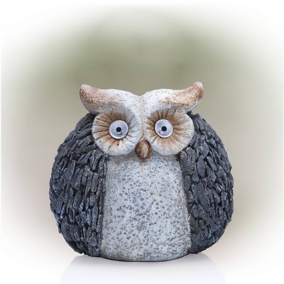 Alpine 13" Solar Owl Magnesium Oxide Statue Gray