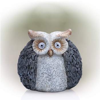 13" Solar Owl Magnesium Oxide Statue Gray - Alpine Corporation