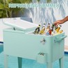 NAYSAYE 80 Quart Rolling Ice Chest Portable Bar Drink Cooler with Catch Basin, Bottom Storage Tray for Patio Party BBQ Beach, Green, 34.3"*15.2"*35.8" - 2 of 4