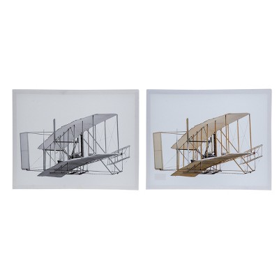 Set of 2 Flight Diptych Canvas Prints White/Gray/Brown - A&B Home: Transitional Style, MDF, Includes Mounting Hardware
