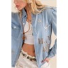Women's Howdy Sequin Chambray Top - Blue B - 3 of 4