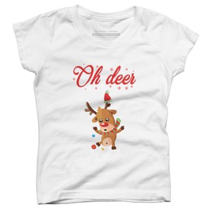 Girl's Design By Humans Oh deer - Christmas Sweater By Storms98 T-Shirt - 1 of 3