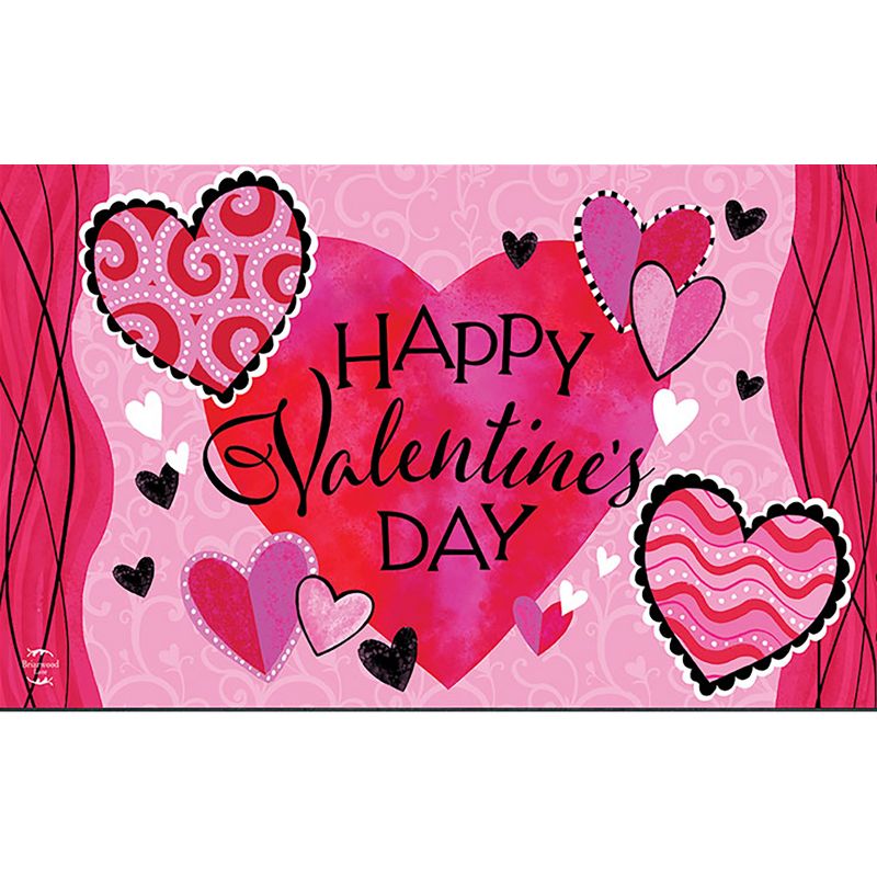 Patterned Valentine's Hearts Valentineu2019s Doormat 30" x 18" Indoor Outdoor Briarwood Lane, 1 of 6