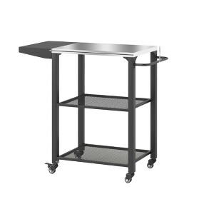 FURNIinspire Outdoor Grills, Griddles and Smokers Functional Outdoor Kitchen Station with Locking Wheels, Storage Shelves, Gray, 37.4"*27.6"*19.7" - 1 of 4