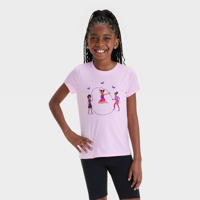 Girls' Short Sleeve Jump Rope Graphic T-Shirt - Cat & Jack™ Medium Pink