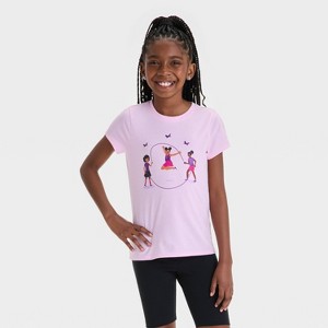 Girls' Short Sleeve Jump Rope Graphic T-Shirt - Cat & Jack™ Medium Pink - 1 of 4