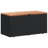 vidaXL Patio Storage Box Black 43.3"x19.7"x21.3" Poly Rattan Acacia Wood - 2 of 4