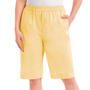 Collections Etc Stretch Twill Elastic Waist Pull-On Bermuda Shorts - 1 of 4