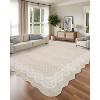 5'x7' Washable Scalloped Living Room Rugs, Plaid Floral Soft Non Slip Bedroom Carpet, Large Low Pile Dining Room Rugs, Beige - 2 of 4