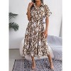 Women's Summer Polka Dot Print Shirt Dress Vintage Short Sleeve Button Down Midi Dress - 2 of 4