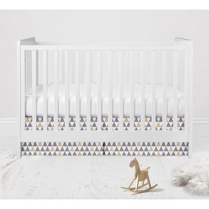 Bacati - Woodlands Gray/Beige Triangles Neutral Cotton Crib/Toddler Neutral Cotton Crib Skirt - 1 of 3