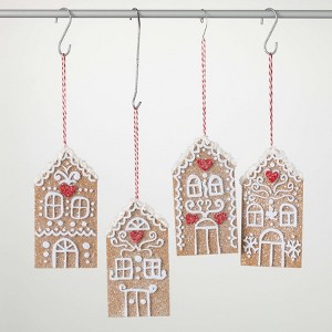 7.25"H Sullivans Christmas Gingerbread House Ornament Set of 4  Brown - 1 of 2