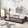 YONWAY Full Size Floor Bed for Kids with Fence and Door, Low Montessori, Bed Sturdy Slat Suppor, for Kids Boys Girls, no noise - 2 of 4