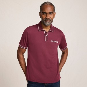 Lands' End Men's Short Sleeve Tipped Welt Pocket Supima Polo - 1 of 4