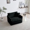 2 Pieces 3 seats Upholstered Chenille Sofa Living Room Couch Furniture Black Chenille - 2 of 4